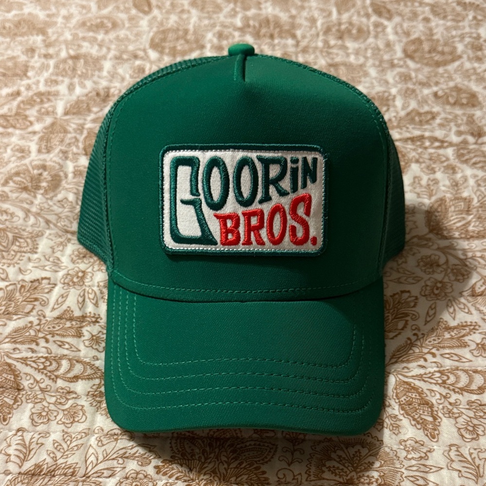 Goorin Bros Green Trucker Cap with Red & White Patch